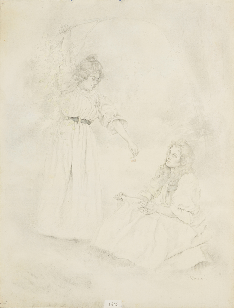 Two women picking cherries