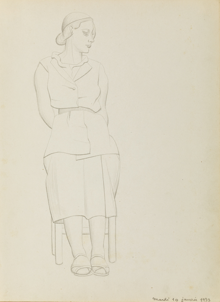 Seated woman with a hat, 1933